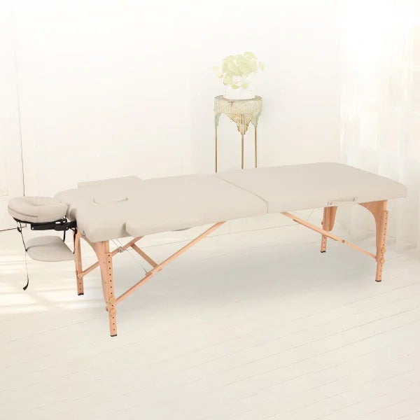 木製 折りたたみ マッサージベッド (有孔) 長さ185×幅70×高さ51～83cm 
