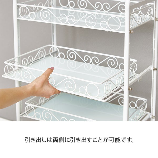 可動棚ワゴン 4段 (ガラス天板) type-Hの通販｜セブンビューティー