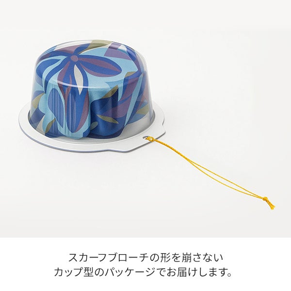 大人スカーフブローチ リボン ブルー系