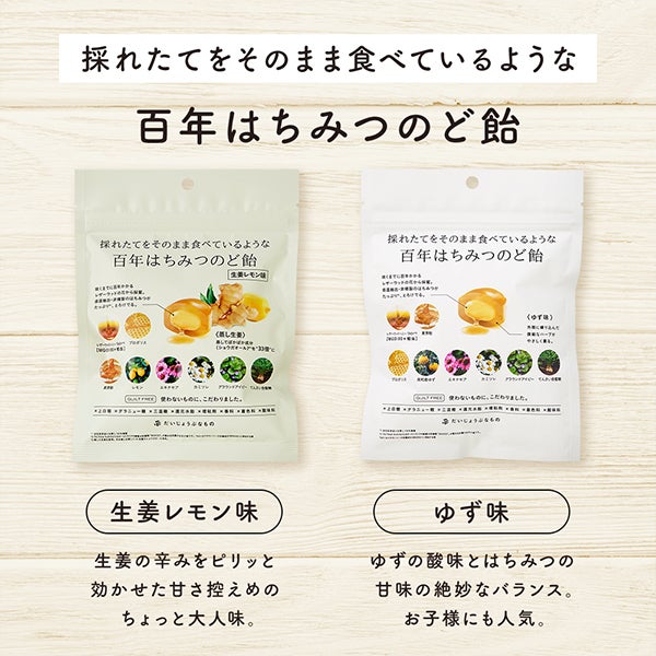 [だいじょうぶなもの] 百年はちみつのど飴 生姜レモン味