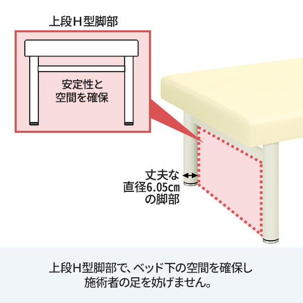 ＜7ウェルネ＞ 高反発H型マッサージベッド Trust (無孔) クリーム 長さ180×幅80×高さ70cm