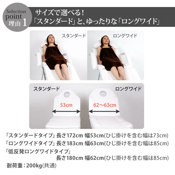 低反発 フェイシャルベッド ロングワイド (無孔) ホワイト 長さ180×幅 