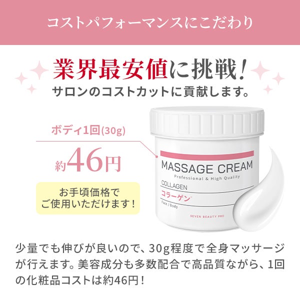 [SEVEN BEAUTY PRO] マッサージクリーム コラーゲン(無香料) 450g （36個入り)
