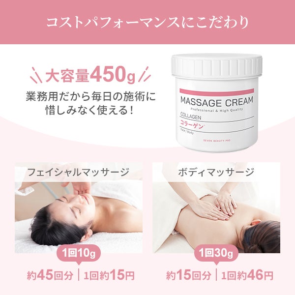 [SEVEN BEAUTY PRO] マッサージクリーム コラーゲン(無香料) 450g （36個入り)
