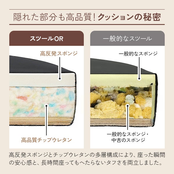 背もたれ付き スツール OR (ビニールレザー) ホワイト